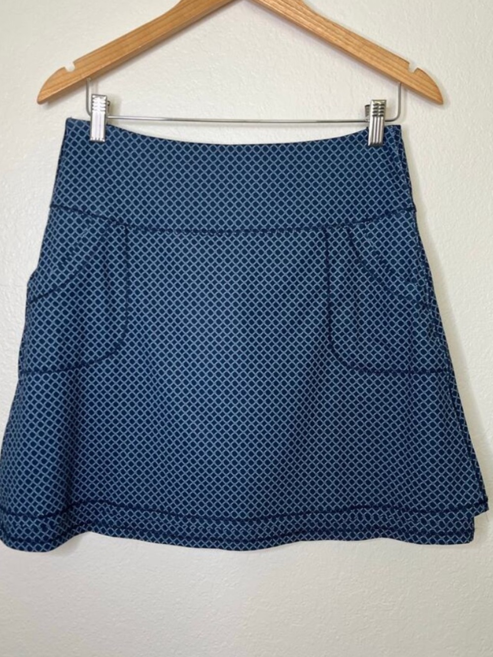 Peter Millar Navy Geometric Print DOUBLE HEM Golf Skort  with performance fabric